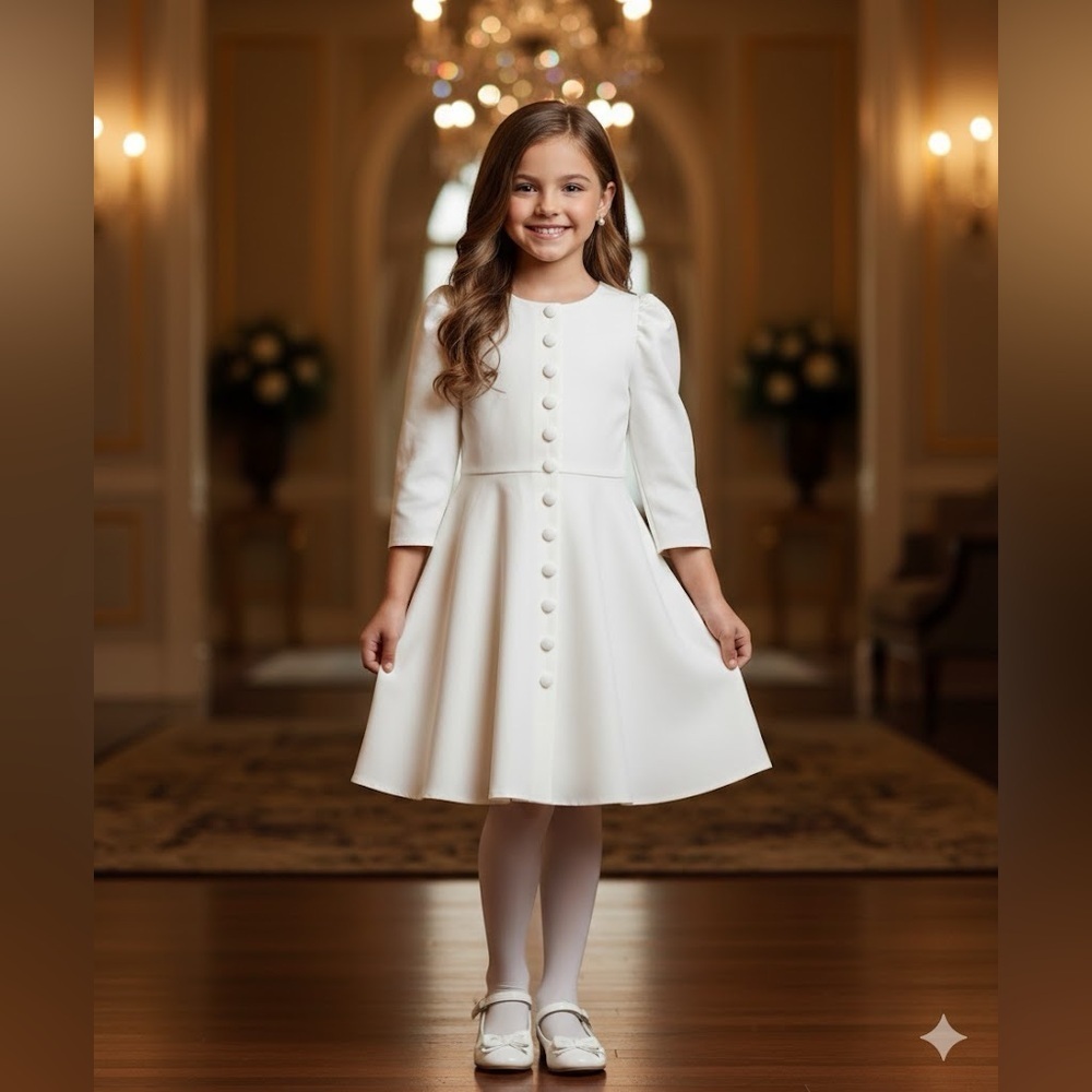 My Michelle White A-line Puff Sleeve Dress
